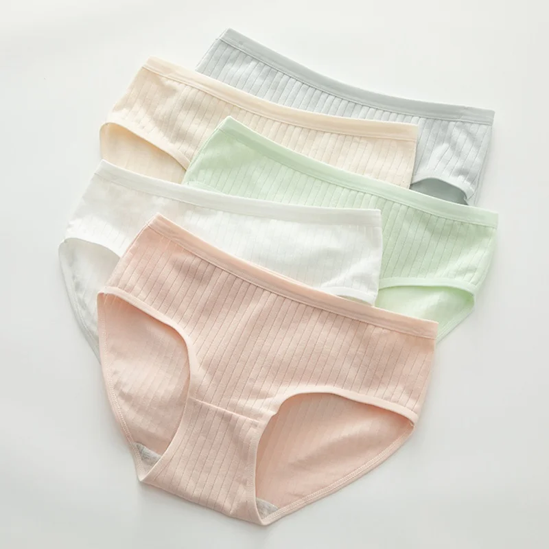 

Mid-waist Women's Underwear Cotton Women's Underwear Minimalism Morandi Hip Package Breathable Panties Stretch Underwear