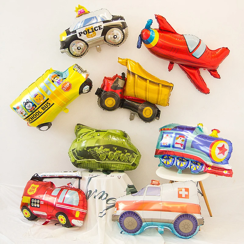 Самолет автомобиль фольга гелиевые воздушные шары автобус полицейский пожарная