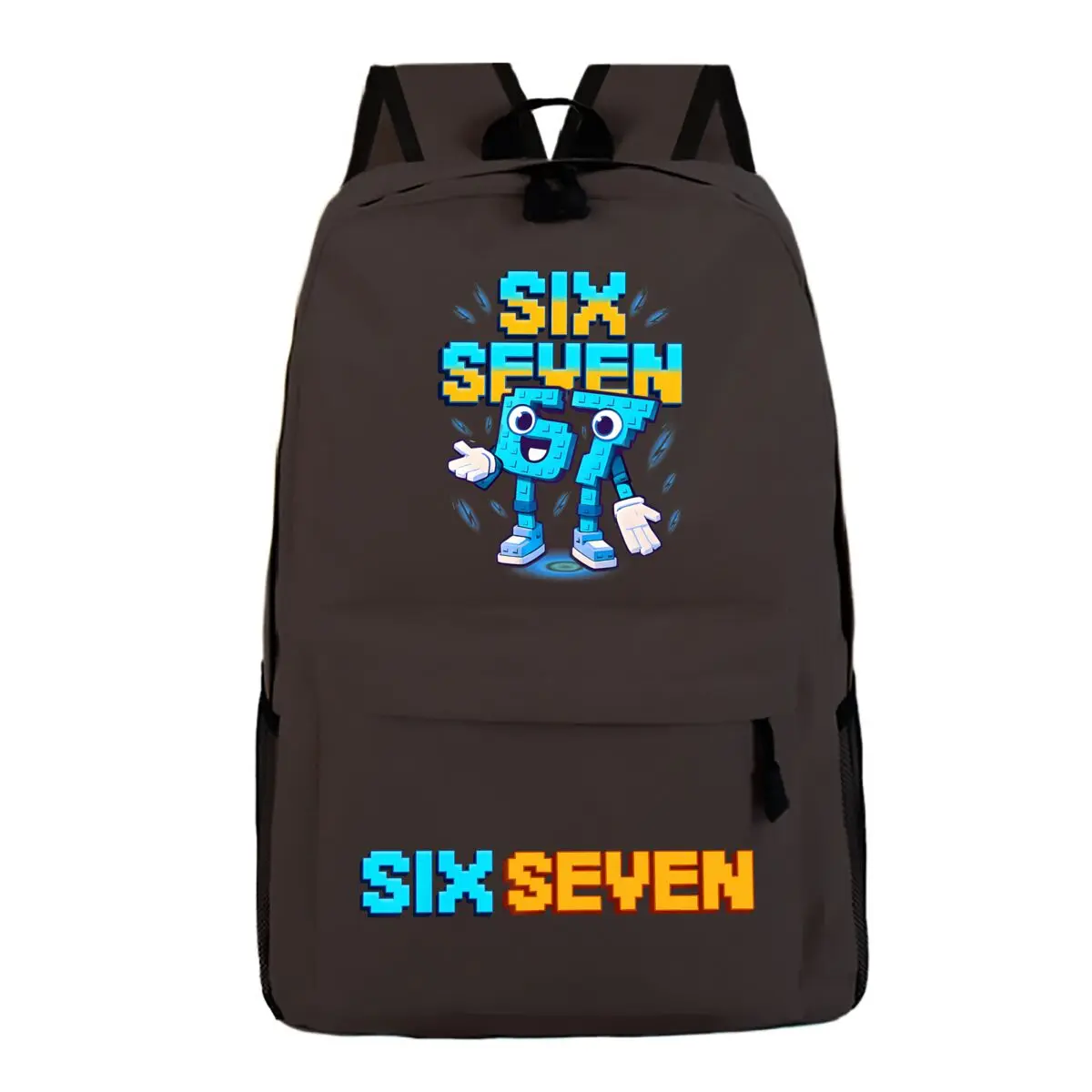 Фото Рюкзак Six Seven, итальянский Brainrot, графический золотой принт, мем, игровая сумка на плечо, модная школьная сумка для девочек и мальчиков с героями мультфильмов №2