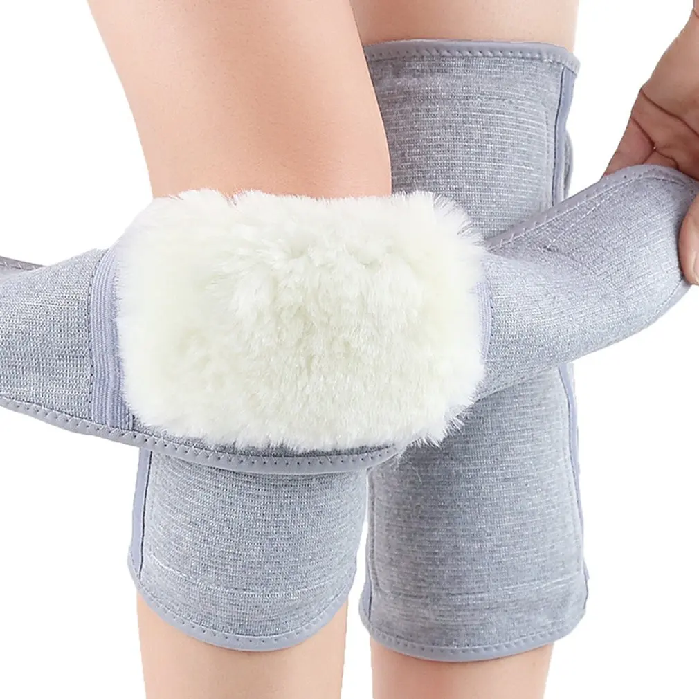 

2PCS Outdoor Sports Warm Lengthened Knee Pads Protector Protective Elastic Wool Thermal Plush Kneepad Kneecap Kneelet Solid