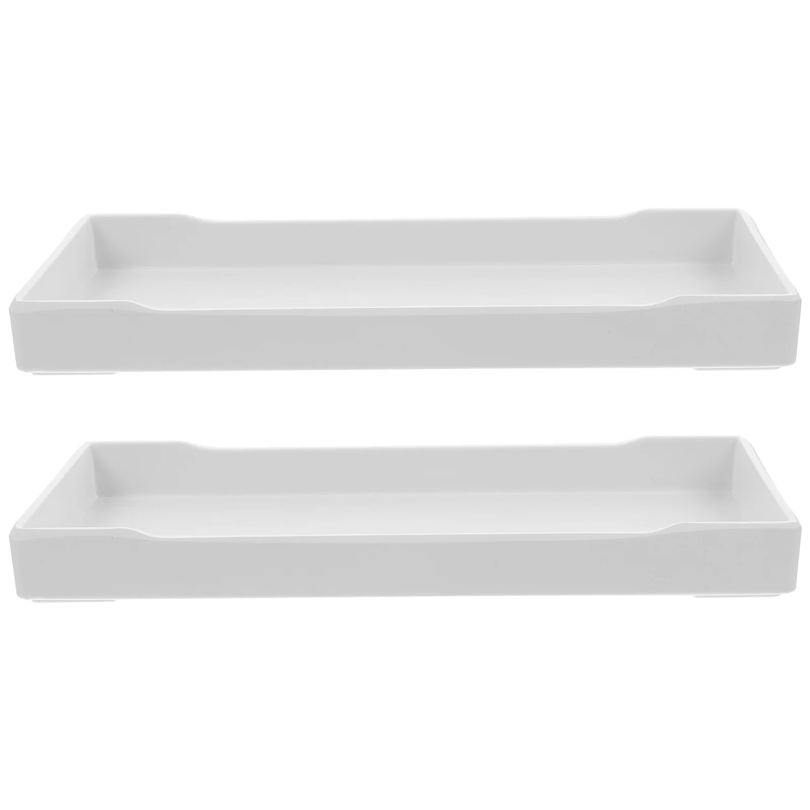 

2 Pcs Old Fashioned Plastic Tray White Dinner Plates Turkey Platter Melamine Fruits