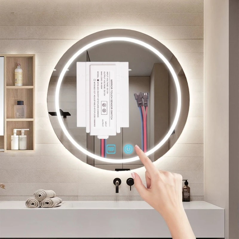 Smart Inductive Dimmer Switch 12V 5A 60W LED Double Touch Button Defogger Switches for Bathroom Mirror
