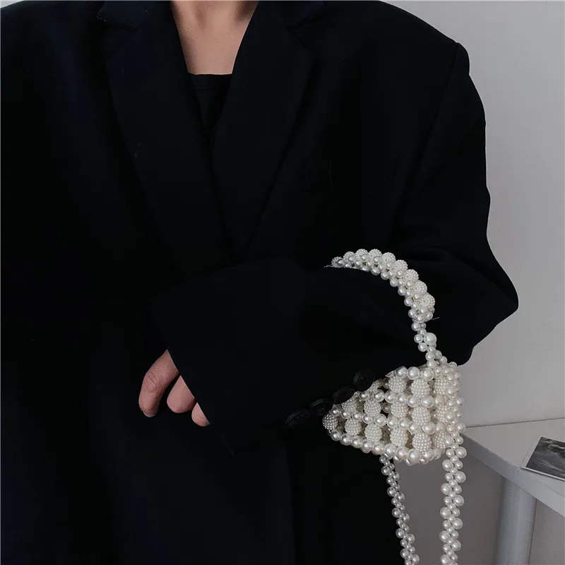 Customized Handmade Women Pearls Handbags Raspberry Beads Mini Tote Crossbody Bags Princess Girls Shoulder Pouch Clutch Evening