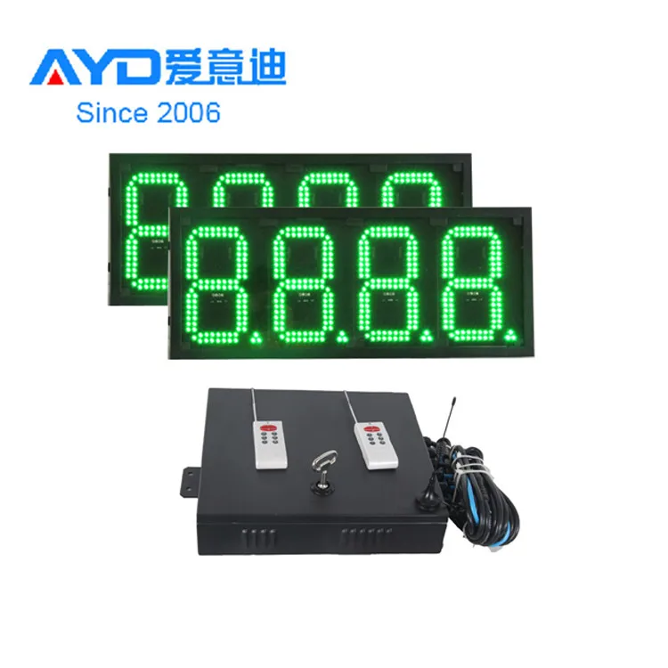 

16 Inches Green LED Digital Gas Price Sign for Gas Station Outdoor Used Super Bright with One Control Box and Two Price Signs