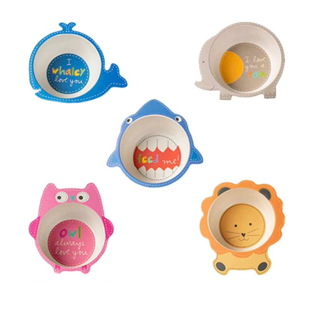 

Тарелки для кормления детей, из бамбукового волокна, милые Мультяшные животные