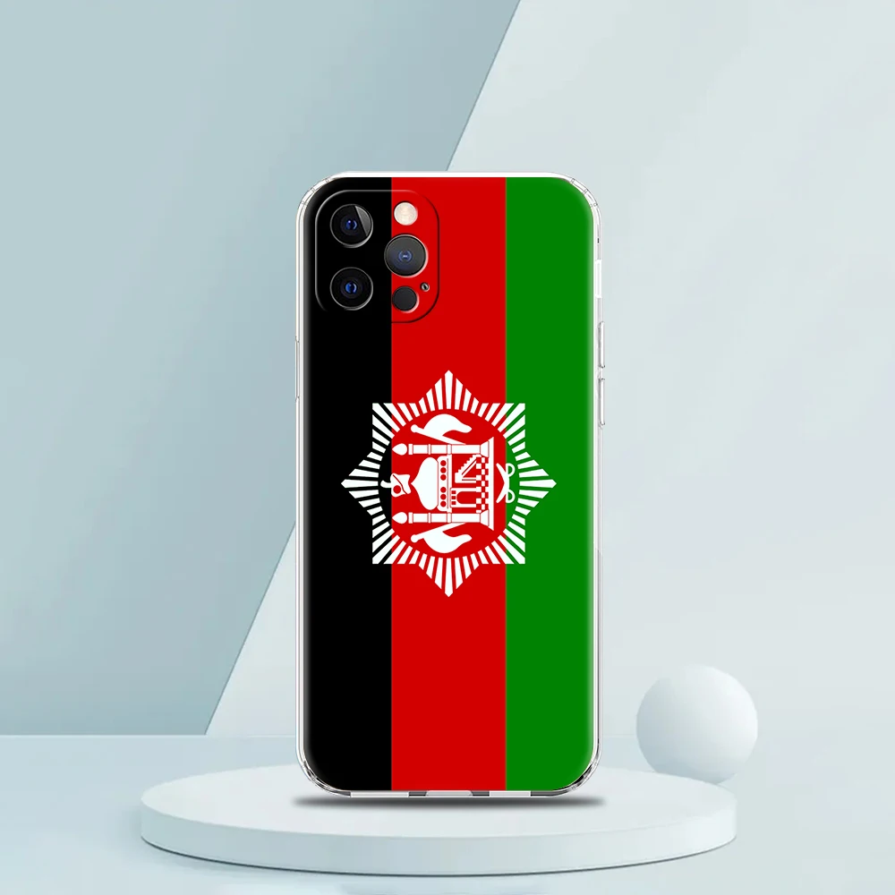 Afghan Afghanistan Flag Transparent Phone Case Cover for iPhone 14 13 12 11 Pro Max X XR 8 7 Plus SE 2020 XS Max Silicone Shell