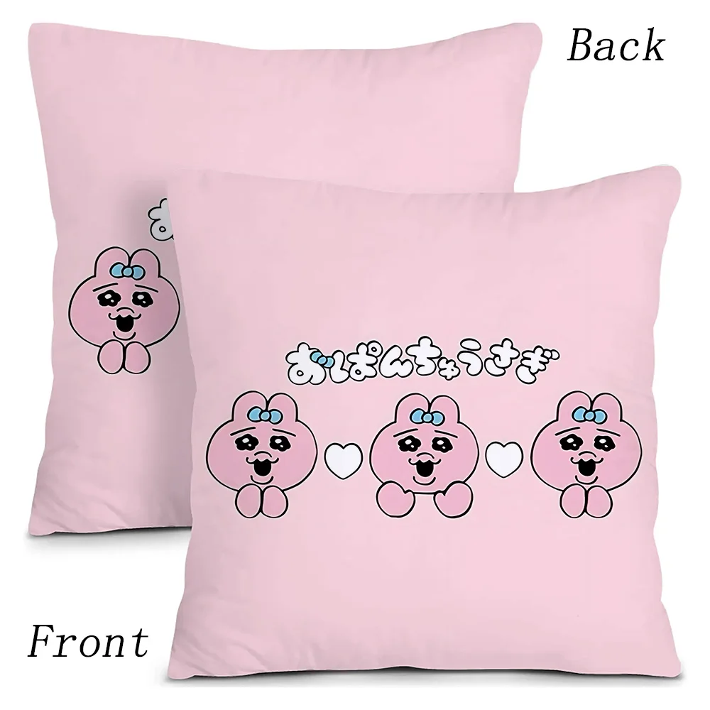 Pillow Covers Kawaii O-Opanchu Usagi Cartoon Sofa Decorative Home Double-sided Printing Short Plush Cute Cushion Cover