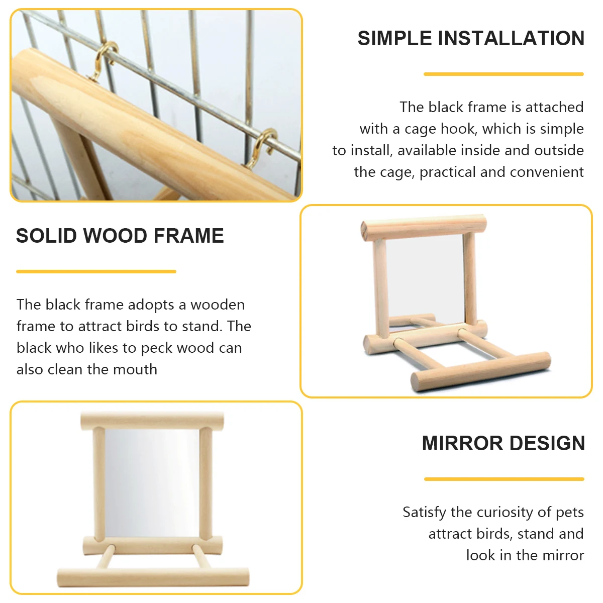 Деревянное Зеркало для птиц с подставкой 1 шт. |
