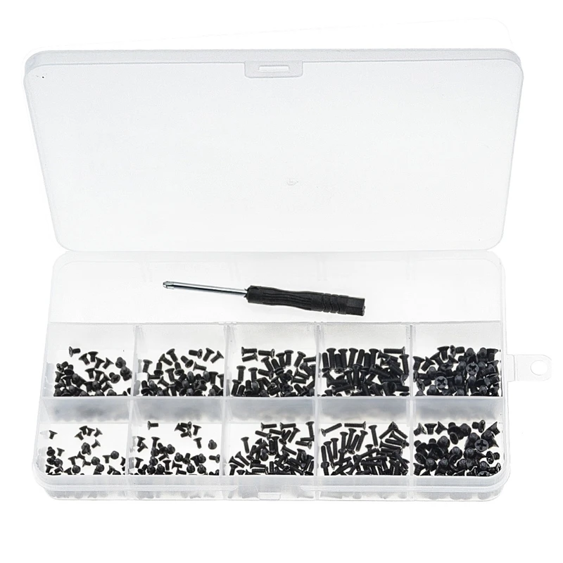 

500pcs KM Machine Screw Black Zinc Plated with Black Screwdriver Phillips Countersunk Head Screw Combination Kit