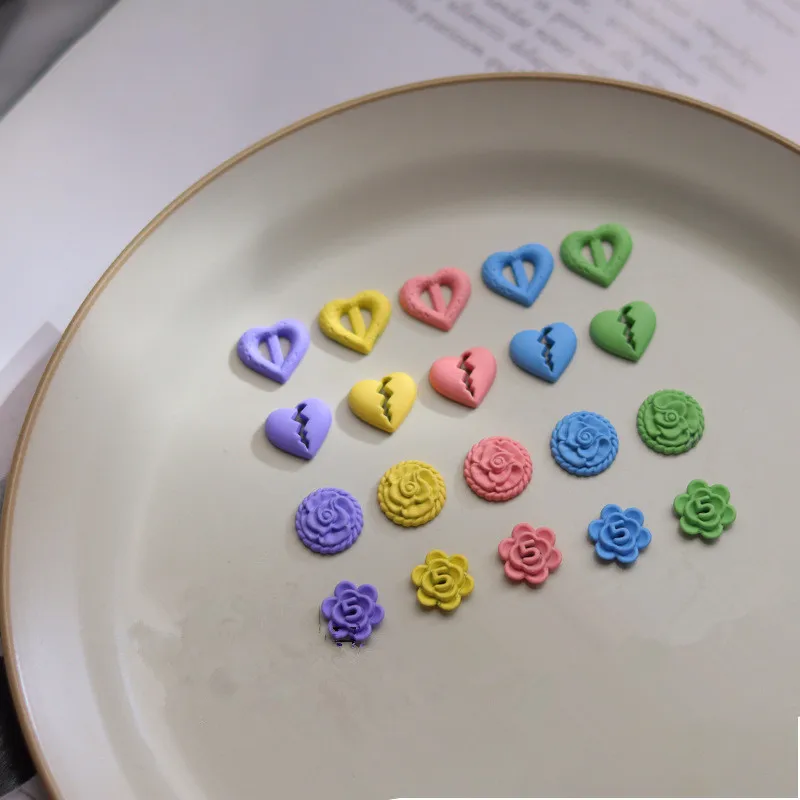 

10pcs 3D Resin Love Flower Smiley Face Nail Charms Glitter Rhinestone For Nails Parts DIY Color Alloy Nail Art Decorat Accessory