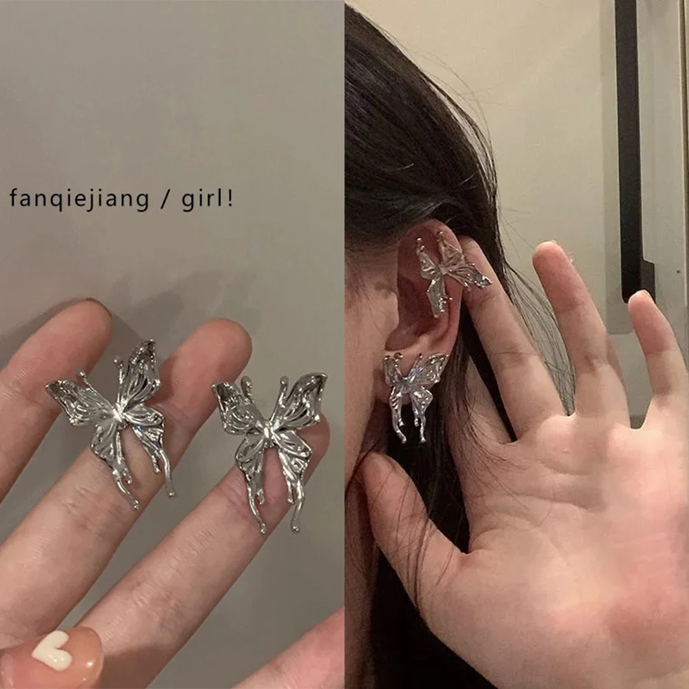 

Korean Fashion Gothic Punk Style Butterfly Women's Earrings Cool Women's Metal Drop Earrings Party Jewelry Set