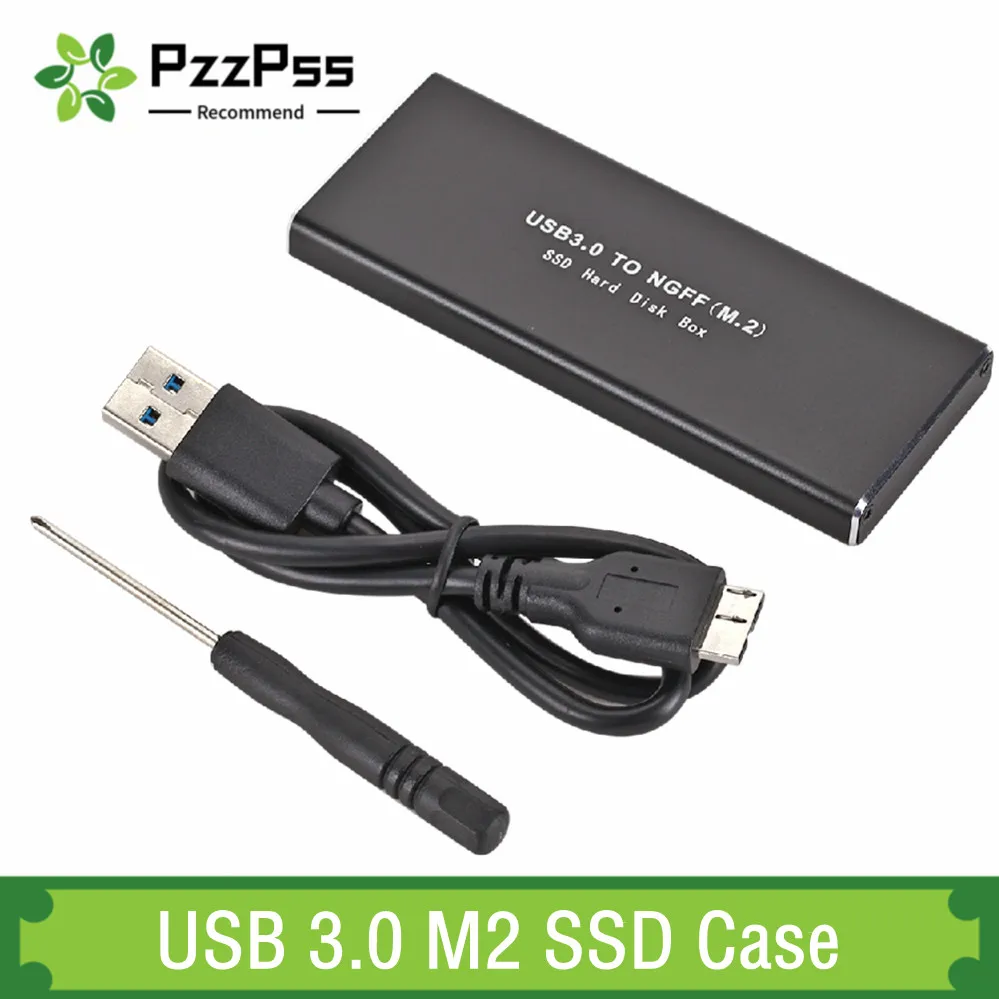 PzzPss USB 3.0 M2 SSD Case USB3.0 to M.2 NGFF External Solid State Drive Enclosure SSD Box Support 2230 2242 2260 2280 Hard Disk