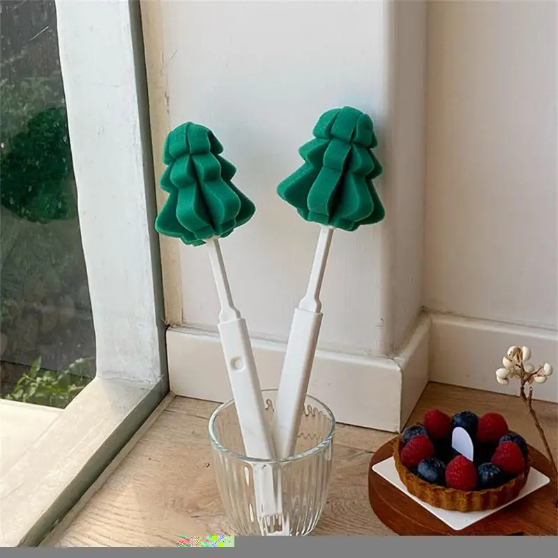 

New Cartoon Christmas Tree Cup Brush Scalable Pine Tree Sponge Long Handle Cup Brush Milk Bottle Brush Convenient And Hangable