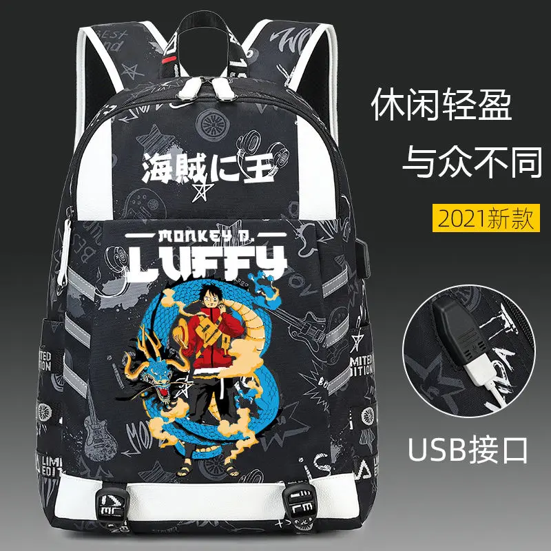 Sofieger One Piece Surrounding Oxford Material Schoolbag Male Student Luffy Sauron Backpack Anime Backpack enlarge