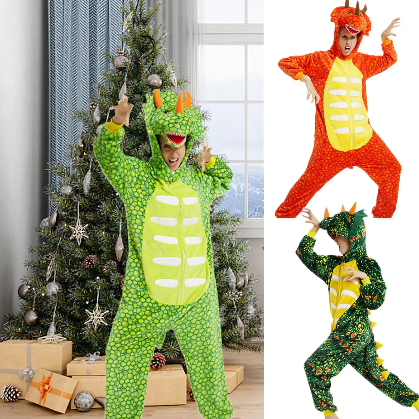 

Dinosaur Costume Outfit Hoodied Dinosaur Onesie Pajama Outfit For Adults Role Play Supplies For Festival Parade Theme Party
