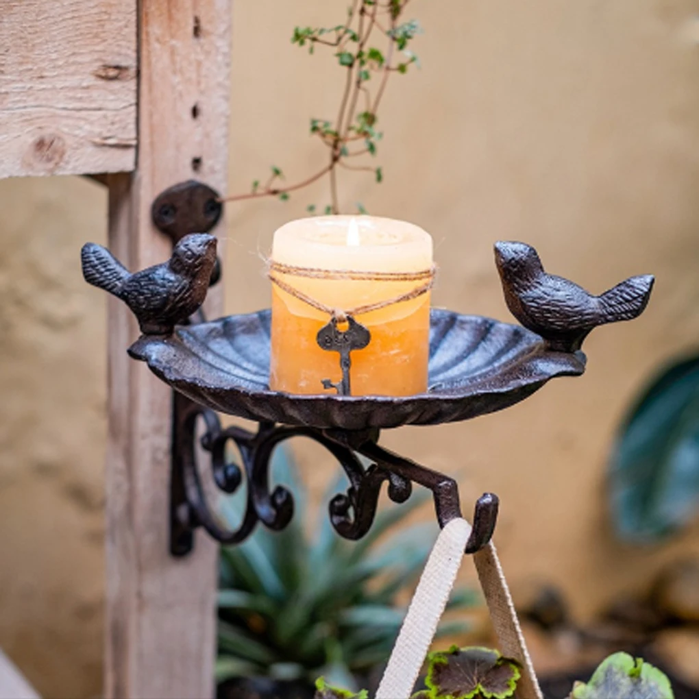 

Birds Feeder Water Bowl with Hook Decorative Wall-Mount Feeding Tool