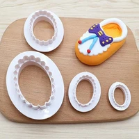 4pcs kitchen sandwich cookie cutter for gingerbread flower frame ellipse biscuits fudge mold cake pastry baking decorating tools