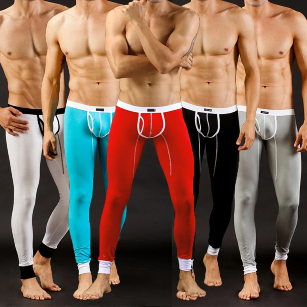 

Sexy Lon Jons Men's Lein Pants Bule Pouc Lon Underpants Man Termal Underwear Keep Warm Breatable Trousers Sleepwear