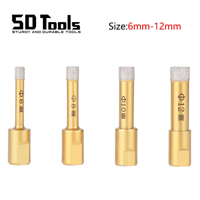 

6-12mm M10 Thread Vacuum Brazed Dry Diamond Drilling Core Bits Ceramic Tile Hole Saw Granite Marble Porcelain Brick Drill Tools