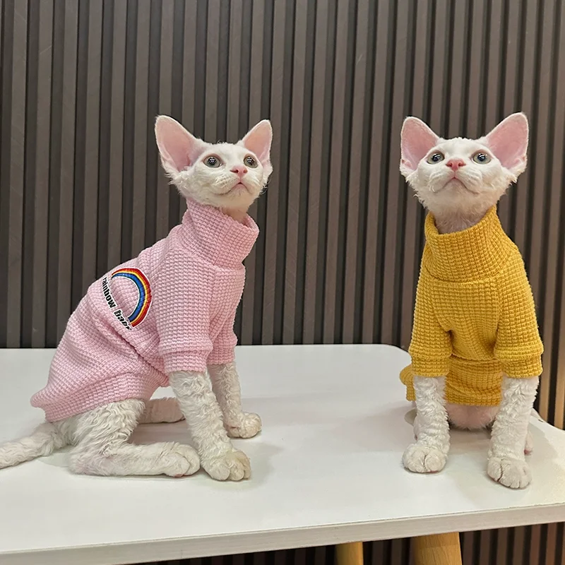 

Warm Cat Cloths Sphynx Sweatershirt Devon Rex Coat Fashion Soft Turtleneck Undershirt for Sphynx Cat Cotton Undercoat for Pet