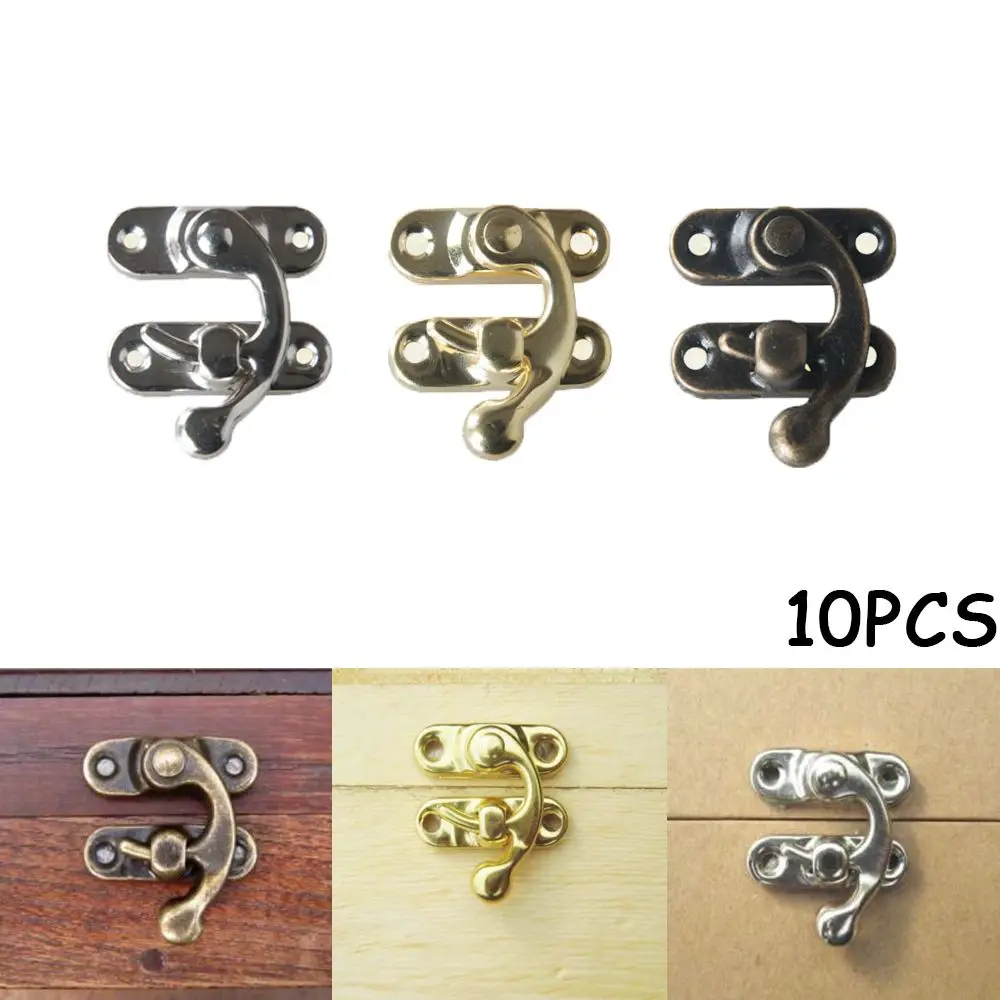 

10PCS Vintage Metal Hardware Furniture Wooden Box Hasp With Screws Padlock Clasps Lock Decorative Latch