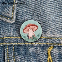 mushroom umbrella on a rainy pin custom funny brooches shirt lapel bag cute badge cartoon jewelry gift for lover girl friends