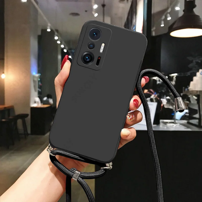 Жидкий силиконовый чехол со шнурком для Xiaomi Poco F3 X3 NFC GT M3 M4 11T Mi 10T Lite Redmi Note 9 8 10 Pro 9s 9T