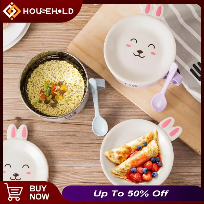 

Bowl Tableware Double Layer Stainless Steel Lunch Bowl Dustproof Cute Rabbit Lamian Noodles Bowl Instant Noodle Bowl Dampproof