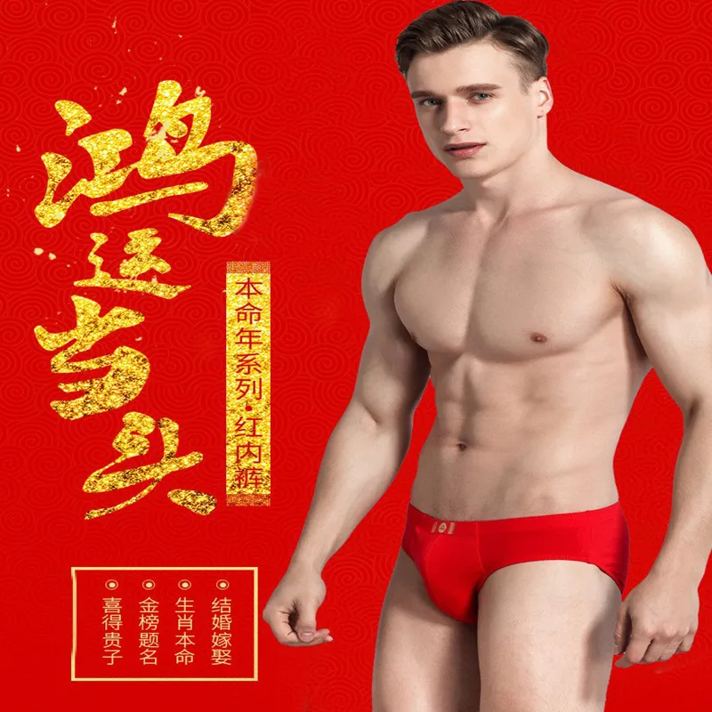 4 Pcs Big Size Men Briefs Shorts Red Underwear Cotton Panties Underpants Boy Undies Homme Knickers 2023 New Year Gifts