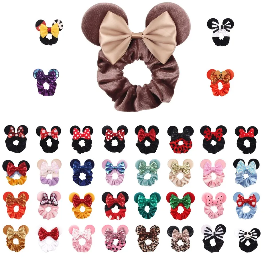 

Little Girls Hair Band Bowknot Mickey Minnie Color Block Pure Color Hair Accessories Lovely Interesting Halloween Kids Headband