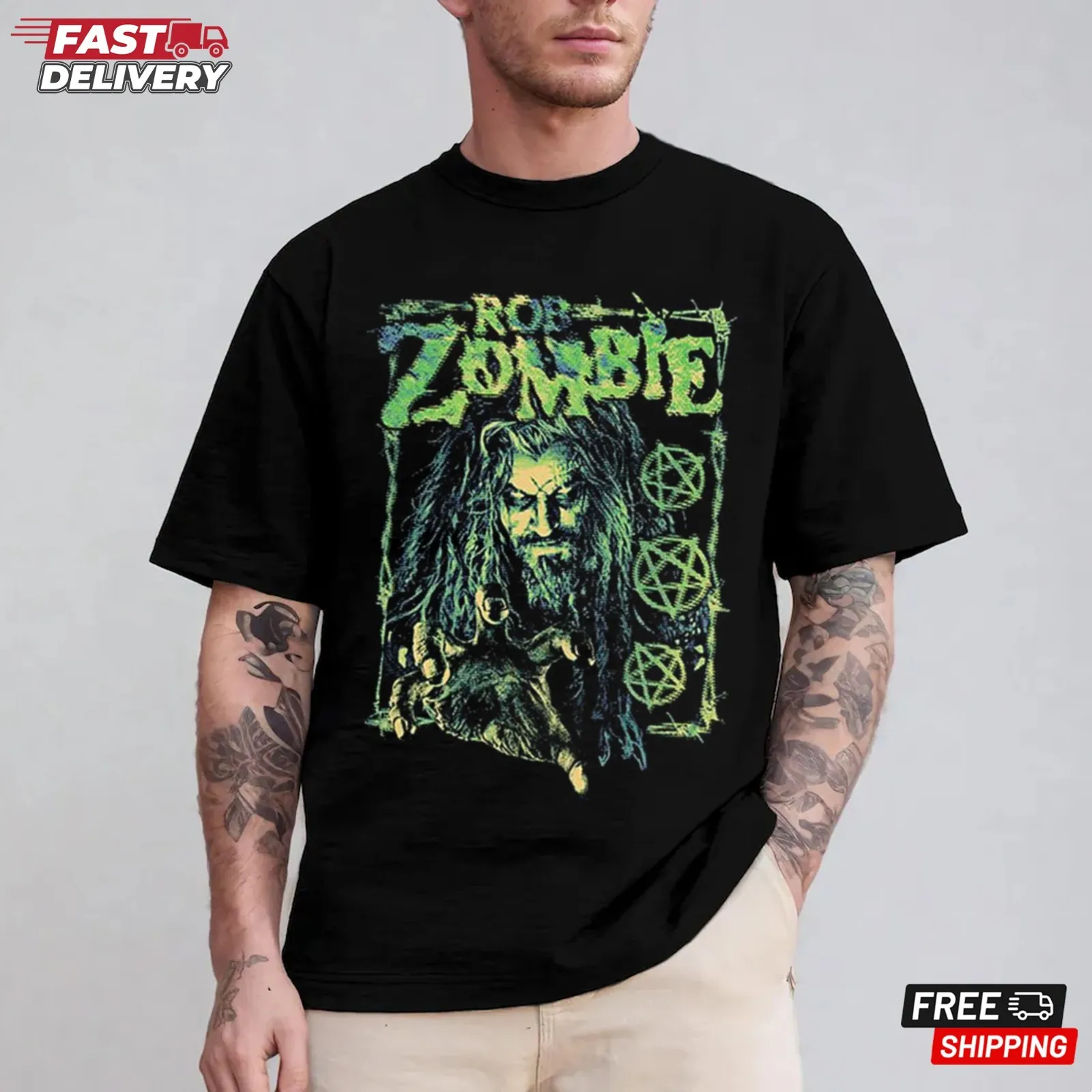 Фото Футболка Rob Zombie Dead Channel Fuzz, рубашка Music Tour, подарок для фанатов №2