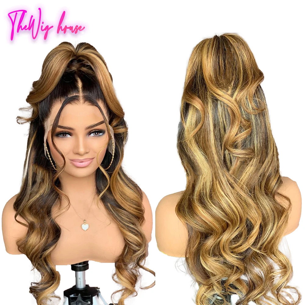 Ombre Highlight Blonde 4x4 Lace Closure Wig Loose Body Wave Wig Indian Virgin Human Hair Lace Frontal Wigs For Women Pre Plucked