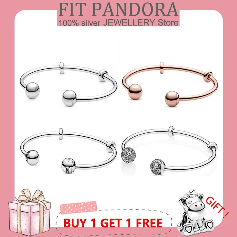

2022 New Femme Bracelet 925 Sterling Silver Rose Gold Open Bracelet For Women Fit Original Pandor Charm Beads Jewelry Gift