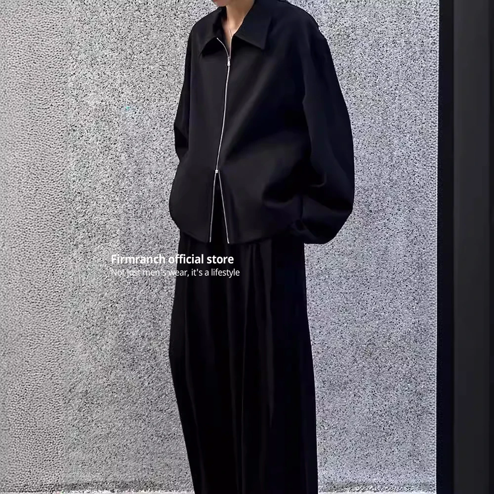 Firmranch 2024 новая черная короткая широкая куртка с лацканами для мужчин и женщин