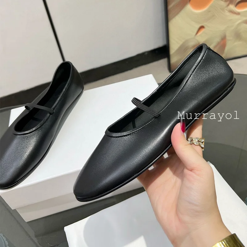 Туфли женские прогулочные из натуральной кожи лоферы с круглым носком мягкая