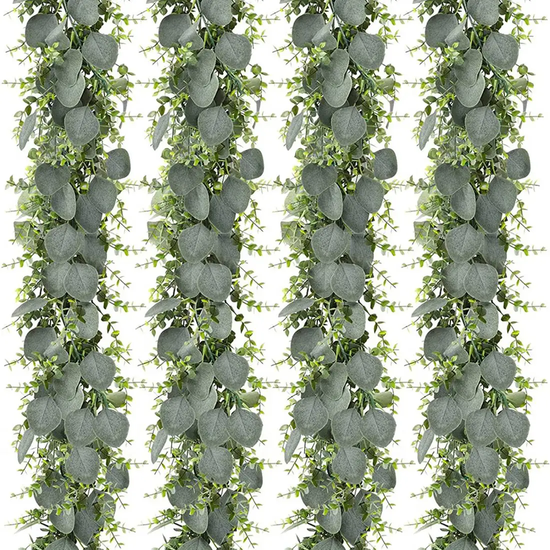 

4Pcs Eucalyptus Garland Artificial Silver Dollar Eucalyptus Leaves Vines, Faux Silk Greenery Garland Plants(5.9FT)