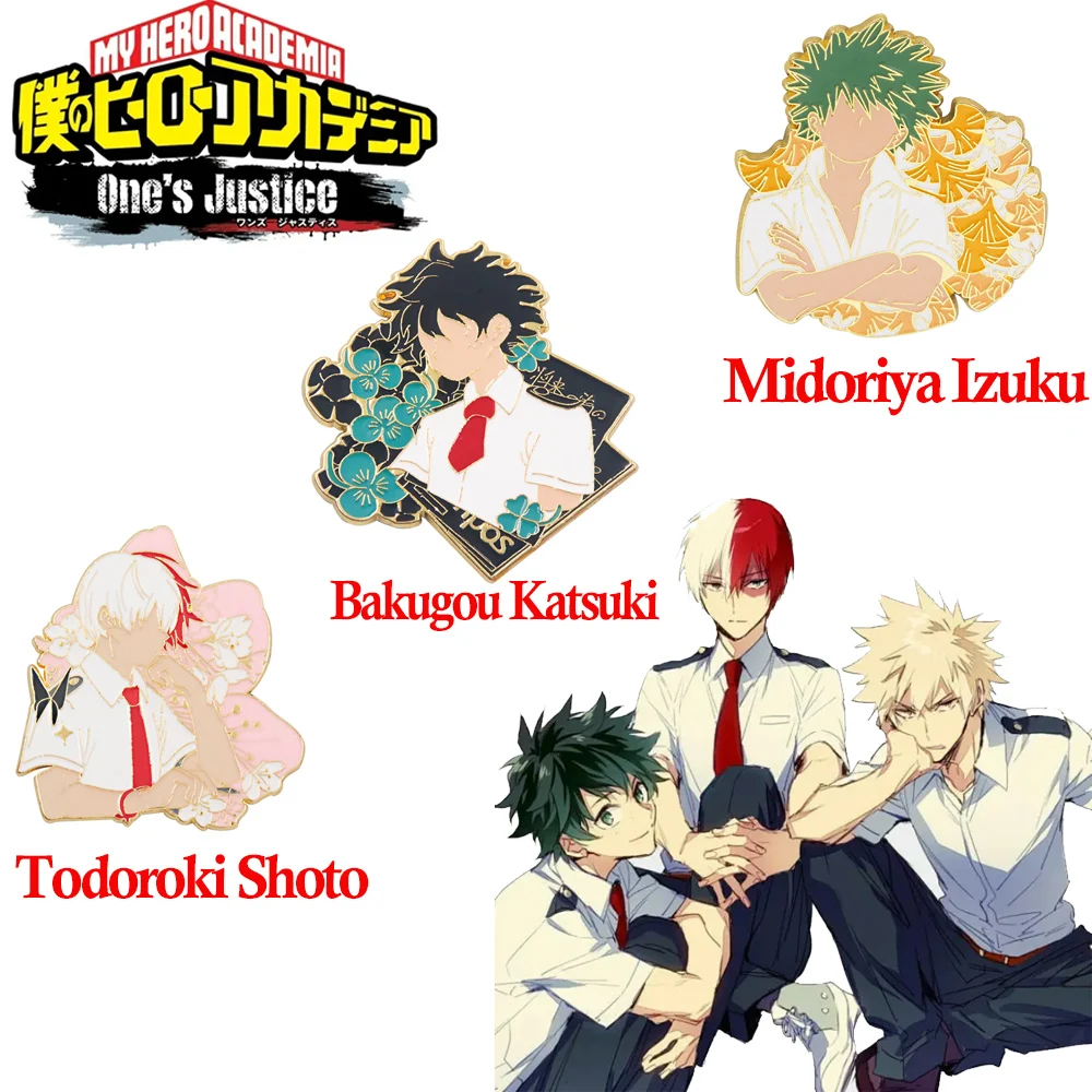 Anime My Hero Academia Brooches Midoriya Izuku Bakugou Katsuki Todoroki Shoto Character Badge Cosplay Men's Women's Fan Gifts