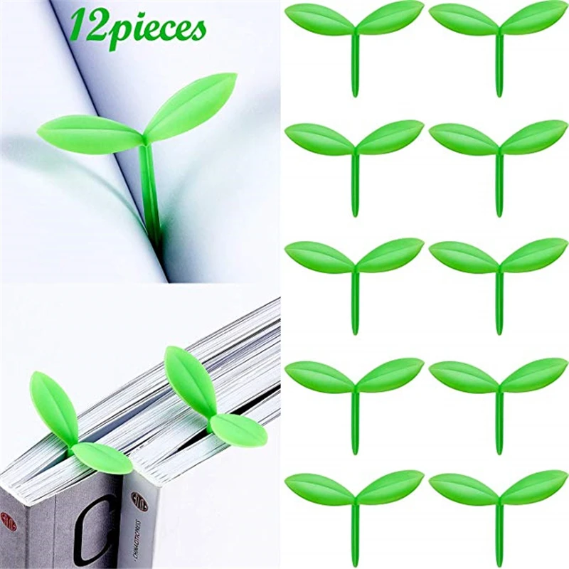 

12pcs Creative Sprout Little Green Bookmarks Silicone Grass Buds Bookmarks Creative Gifts for Bookworm Book Lovers Reading