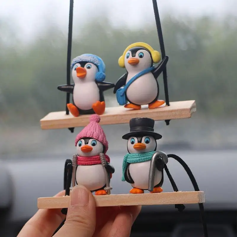 

Rearview Mirror Pendant Super Cute And Fun Anime Car Penguin Pendant Safe Design Swinging Penguin Car Decorate Accessories