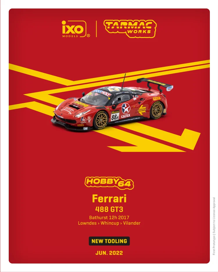 

(Предзаказ) Tarmac работает 1:64 Ferrari 488 GT3 Bathurst 12 часов 2017 модель автомобиля