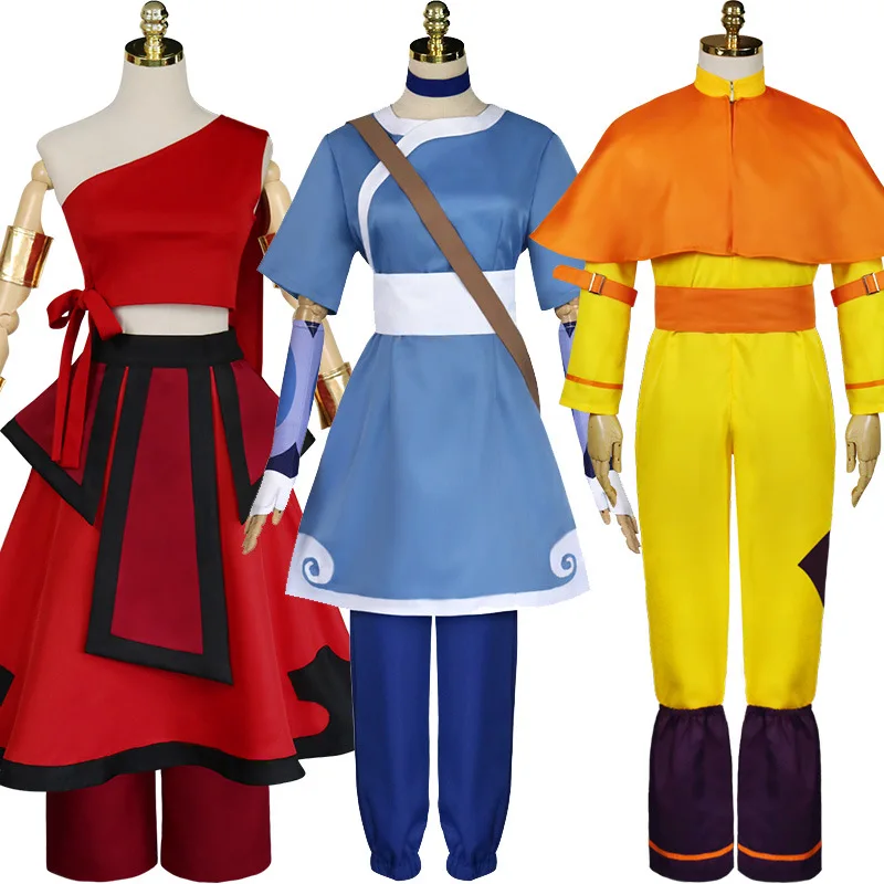 

Cosplay Anime Girl Avatar The Last Airbender Katara Fire Nation Aang Costume Adult Women Halloween Christmas Carnival Clothes.