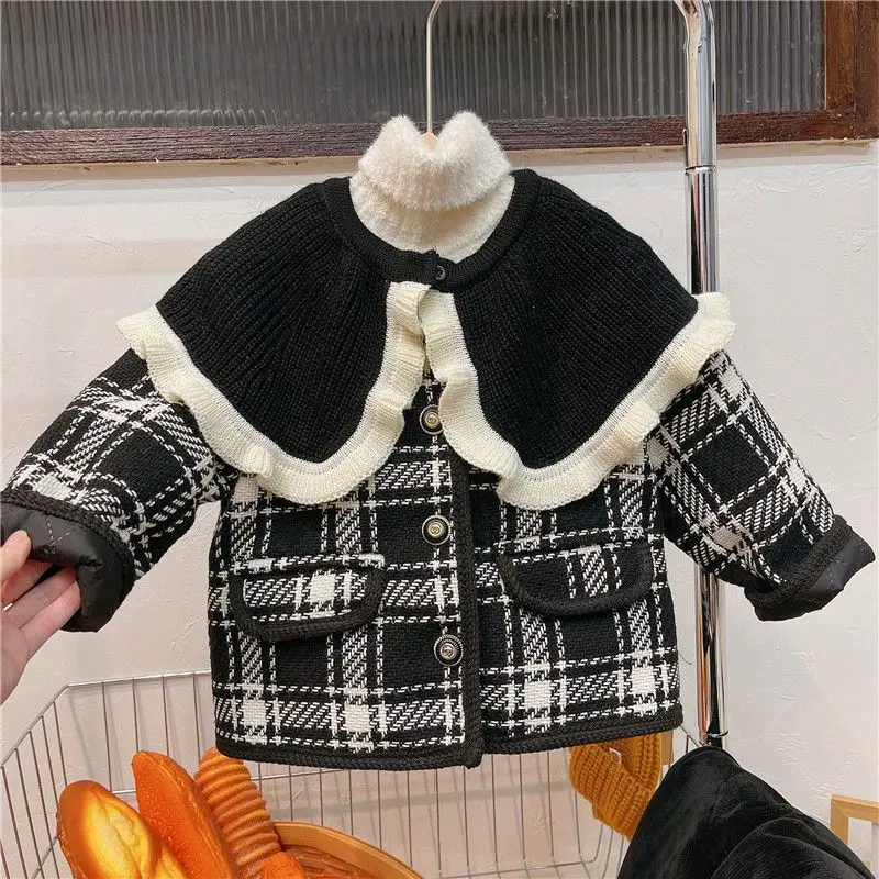 

Милый стиль для девочек, зимняя теплая утепленная хлопковая бархатная куртка в полоску, теплая утепленная куртка для девочек, Детский кардиган, детская верхняя одежда