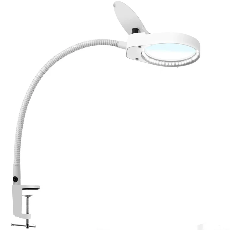 

8X15X LED Magnifying Lamp Metal Clamp Swing Arm Desk Lamp Stepless Dimmin,Magnifier LED lamp 3X10X,100mm Diameter Lens White