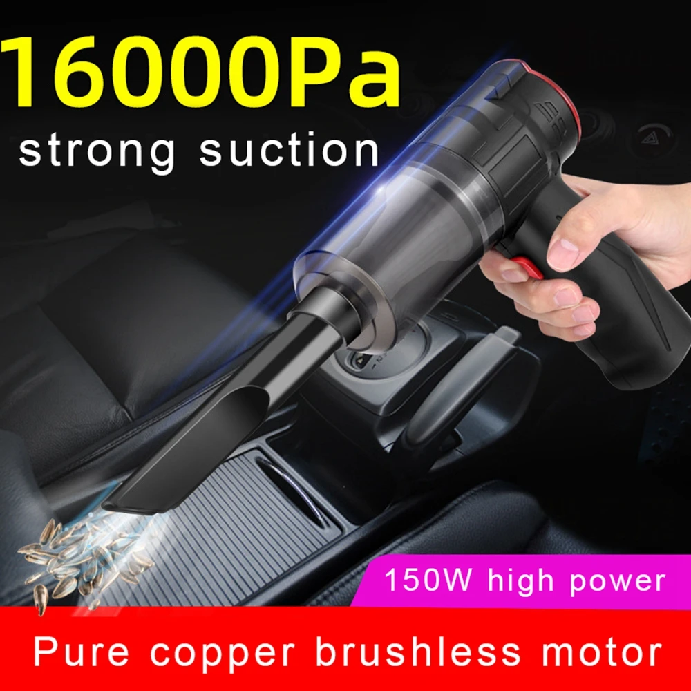 

16000Pa 150W Mini Vacuum Cleaner 2 in 1 Blowable Cordless Handheld Auto Vacuum Home & Car Dual Use Wireless Car Vacuum Cleaner