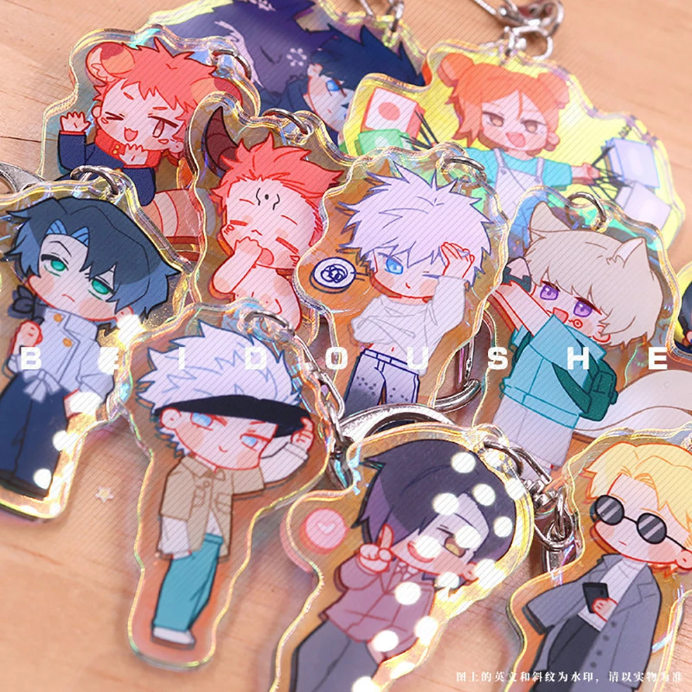 Jujutsu Kaisen Laser Shiny Pendant Gojo Satoru Geto Suguru Fushiguro Megumi Okkotsu Yuta Kawaii Cute Anime Gift for Girls Fans