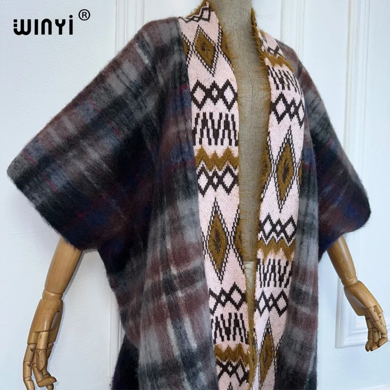 WINYI Африканский принт Зимний кардиган макси женское кимоно Модное праздничное