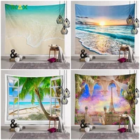 cartoon sea waves tapestry art hanging wall hippie tapestries home decor yoga beach towel home decoration wall stick 35x55cm