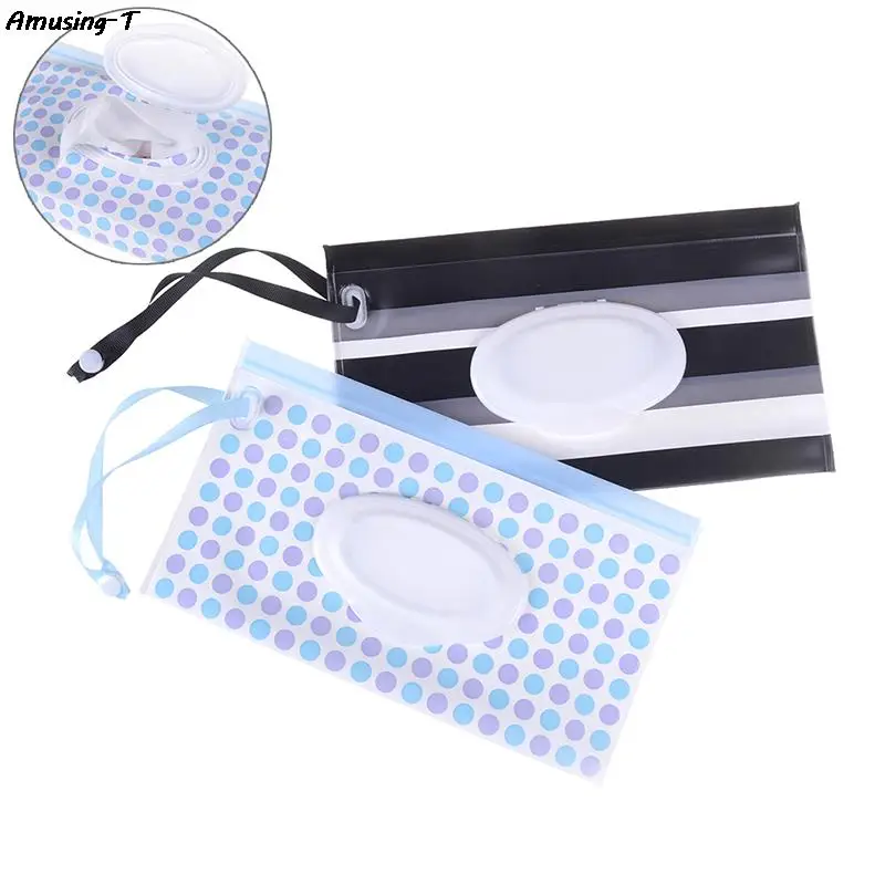 

Fashion Eco-friendly Wet Wipes Bag for Stroller Cosmetic Pouch with Easy-Carry Snap-Strap Wipes Carrying Case Clutch and Clean