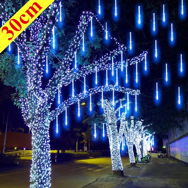 

8 Tubes LED Meteor Shower Rain Street Garlands for Outdoor Lights Garland Waterproof Garden Lights Wedding Holiday Lighting 30cm