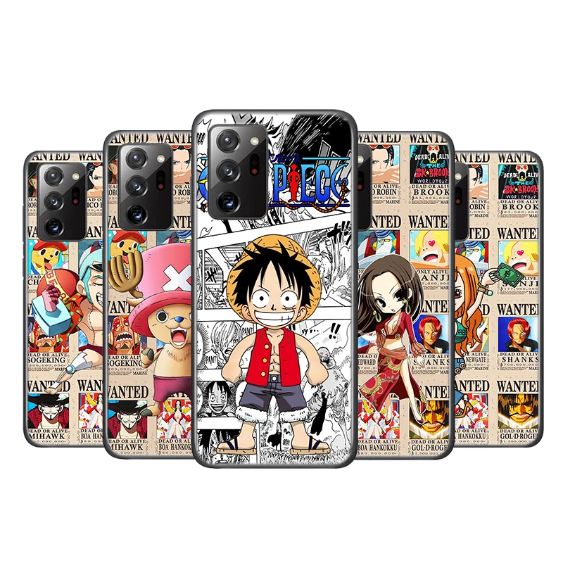 

One Piece Anime Poster for Samsung Galaxy S21 Ultra Plus Note 20 10 9 8 S10 S9 S8 S7 S6 Edge Plus Black Phone Case